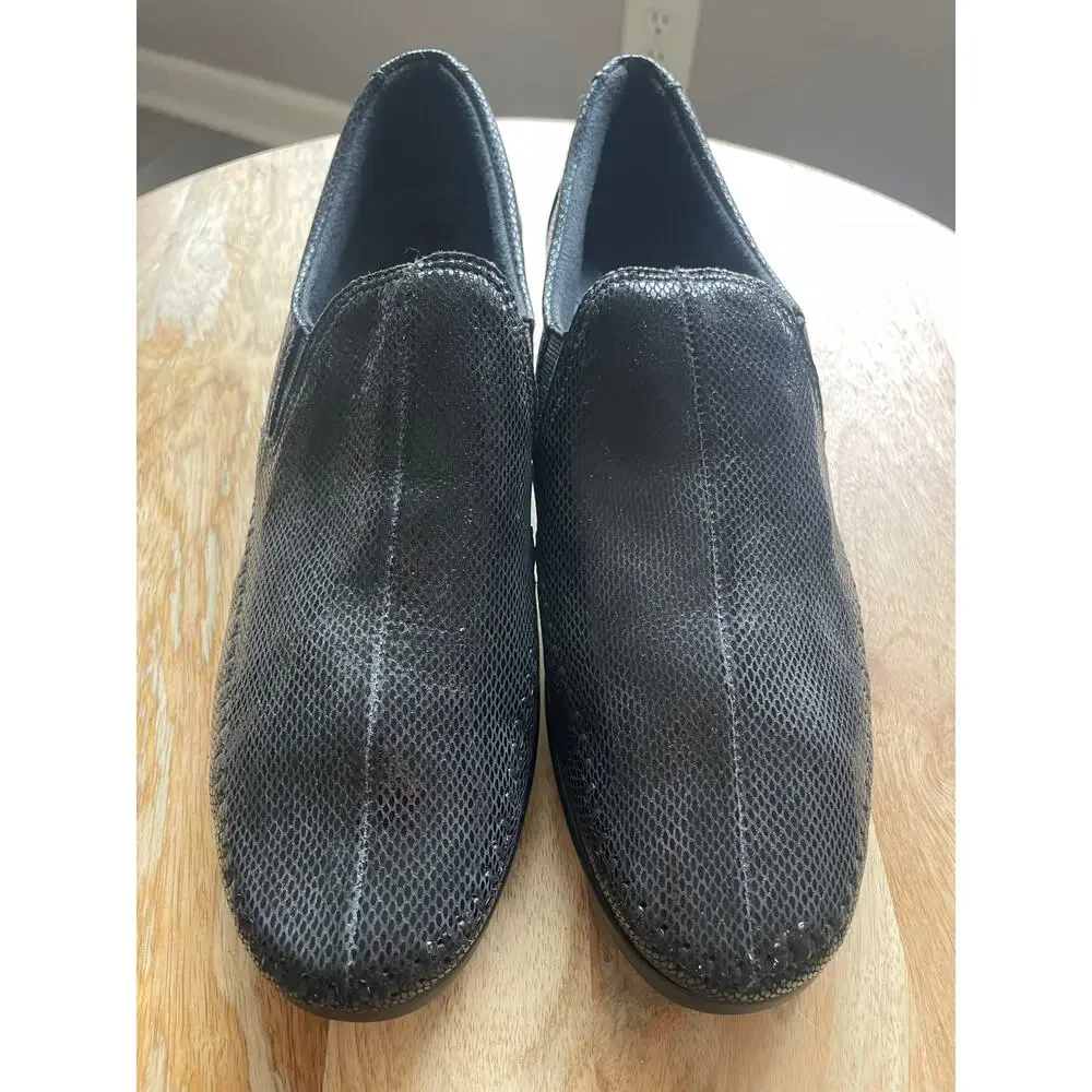 SAS DREAM Womens Black Snake Leather Comfort Loafers Shoes 10